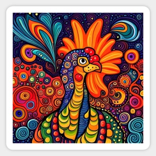 Freddy the Colorful and Quirky Chicken Sticker